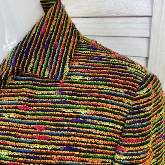 Lee Dong Soo Space Dye Chenille Full Zip Blazer Jacket Yellow Multi Large - Picture 7 of 16